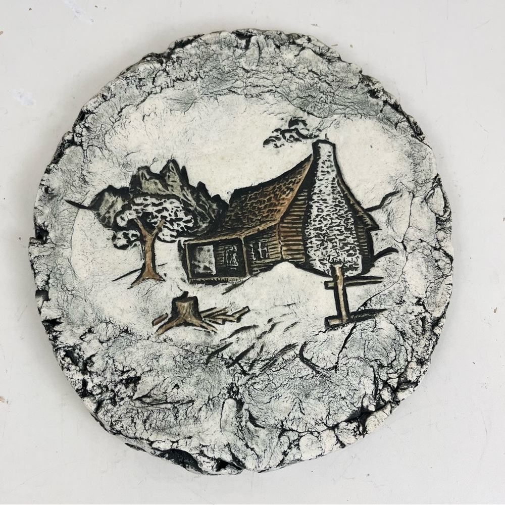 Shapes of Clay Mt St Helens Ash Cabin Plaque Art Wall Hanging Decor Signed Stan